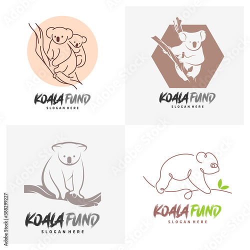 Set of Koala logo design vector. Illustration design koala logo template. Icon Symbol