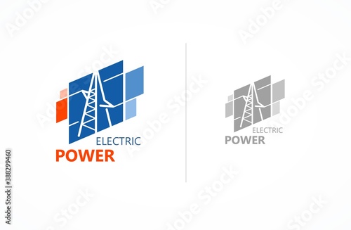 Power Electric pole logo. High voltage line icon