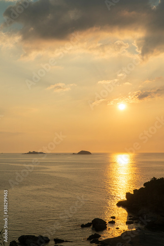 長崎県長崎市　夕暮れの軍艦島