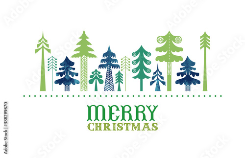 Merry Christmas retro folk pine tree card photo