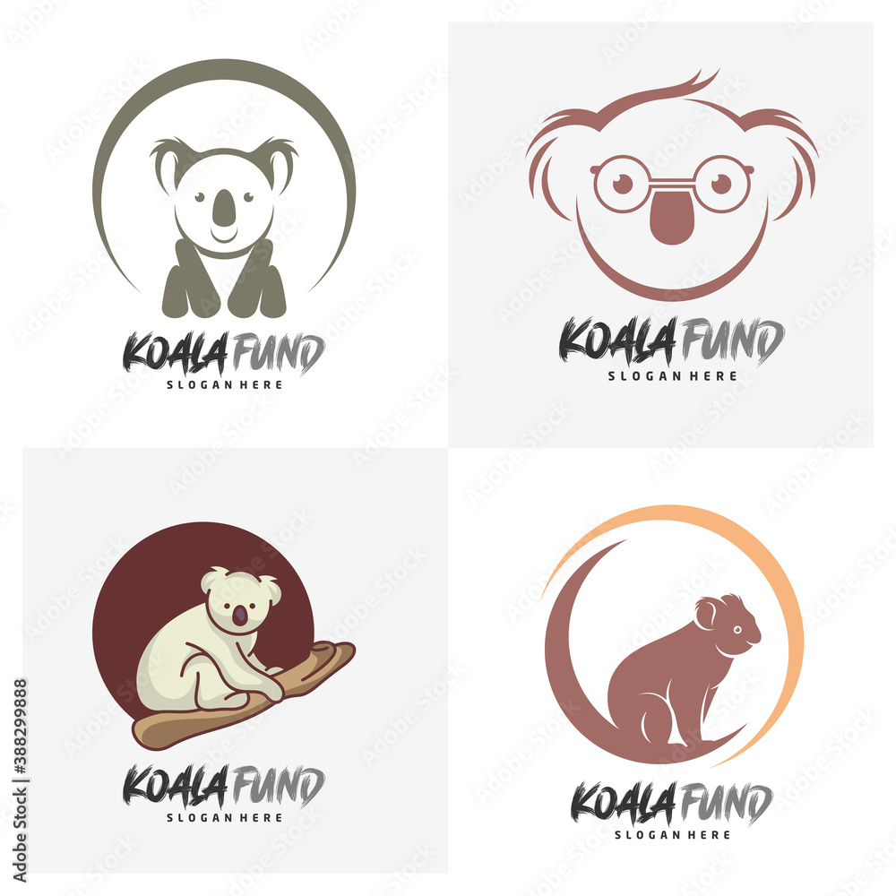 Set of Koala logo design vector. Illustration design koala logo template. Icon Symbol
