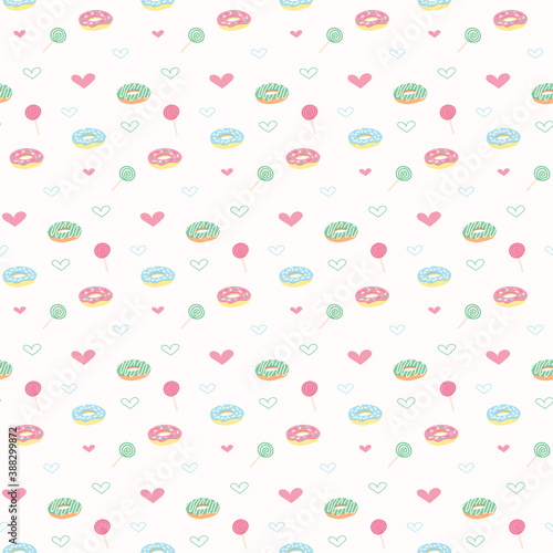 seamless patterns of love, candy and doughnut images for your needs for backgrounds, wallpapers, fabrics, etc.