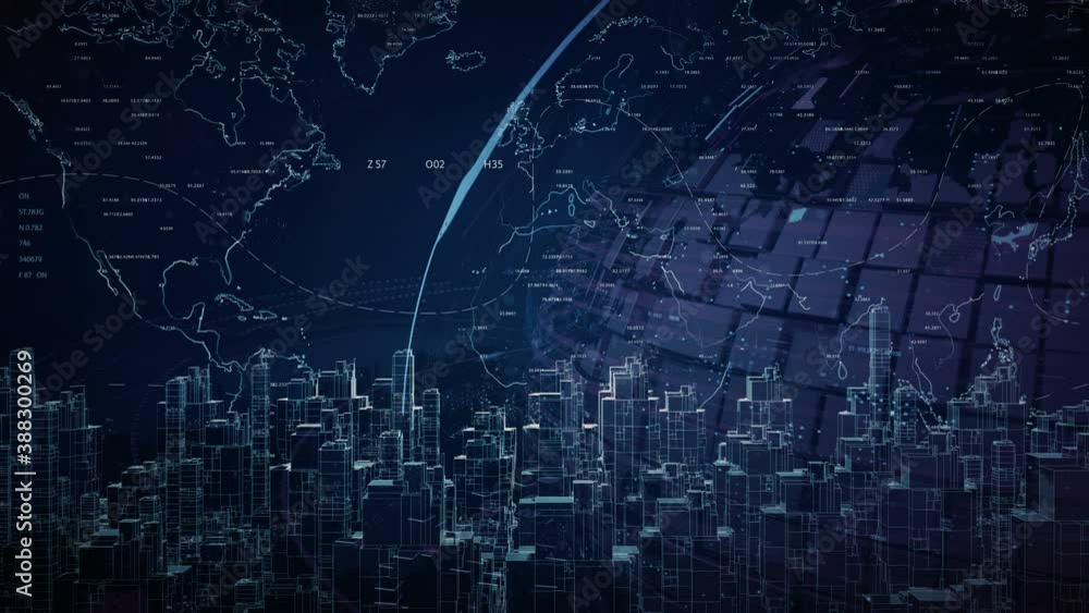World map and City HUD.Technological Globe World map and 2D graphic digital elements and 3D generated Sci Fi futuristic City.Technological background.UI Data panel.Broadcast design. World map and City HUD.Technological Globe World map and 2D graphic digital elements and 3D generated Sci Fi futuristic City.Technological background.UI Data panel.Broadcast design.