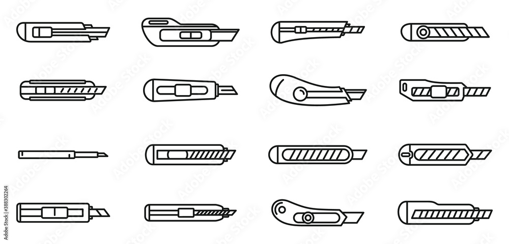 Home cutter icons set. Outline set of home cutter vector icons for web design isolated on white background