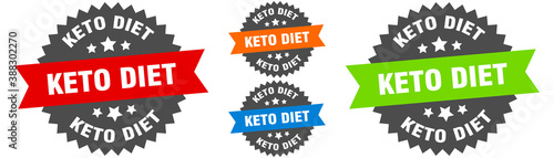 keto diet sign. round ribbon label set. Seal