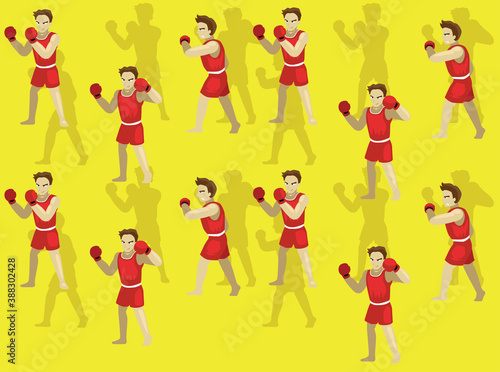 Hook Manga Man Boxing Cartoon Vector Illustration Seamless Background-01