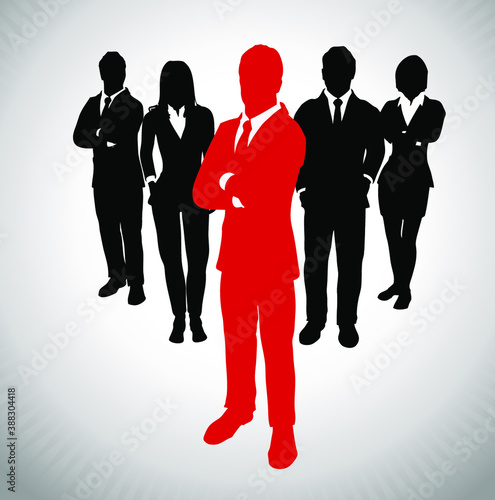Leader before a Team of Successful executives. A team of Successful executives led by a successful and great leader.