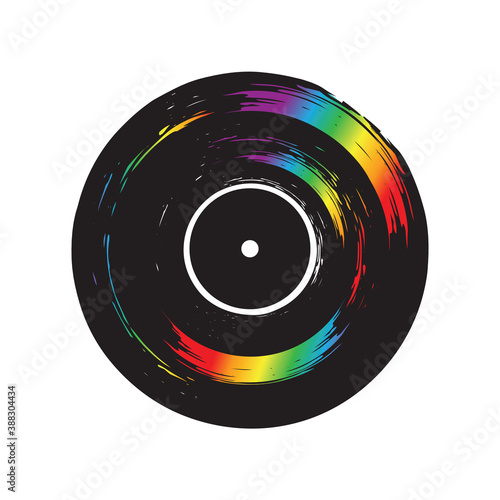 Rainbow Vinyl Record isolated on white background. Music retro icon.