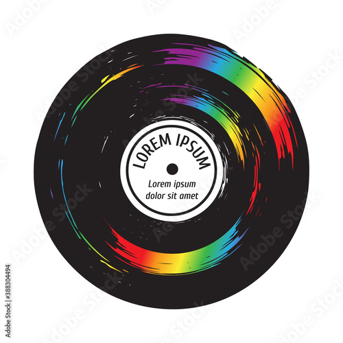 Rainbow Vinyl Record isolated on white background. Music retro icon.