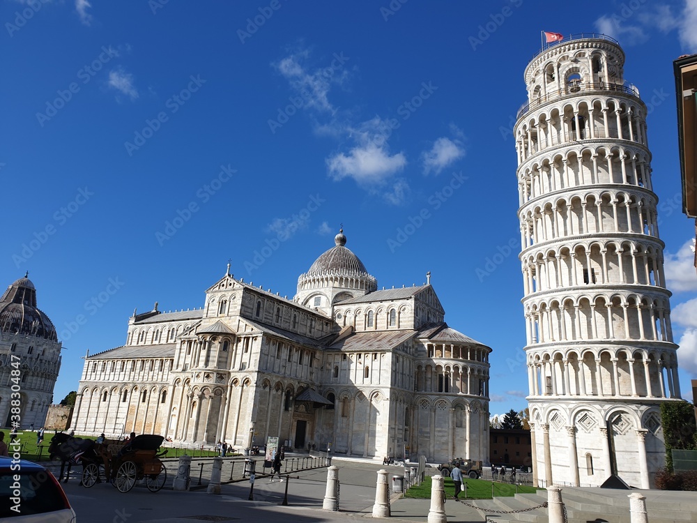 Cultural Heritage and Famous Tourist Attraction - Leaning Tower of Pisa in Piazza dei Miracoli, Tuscany, Italy: A UNESCO World Heritage Site and Iconic Italian Landmark 