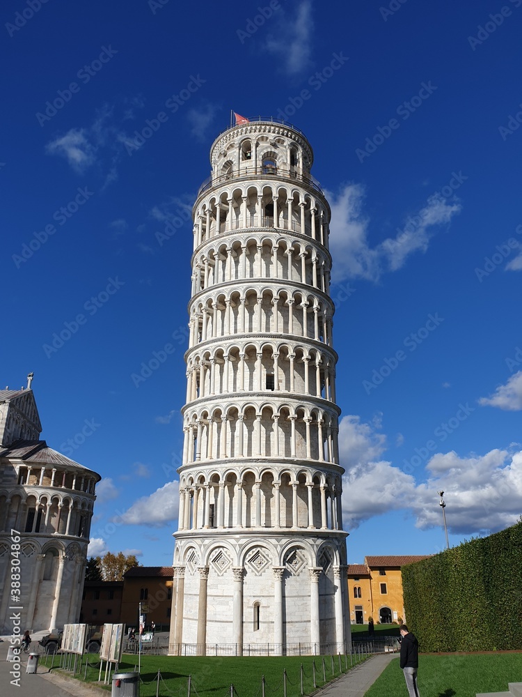 Cultural Heritage and Famous Tourist Attraction - Leaning Tower of Pisa in Piazza dei Miracoli, Tuscany, Italy: A UNESCO World Heritage Site and Iconic Italian Landmark 