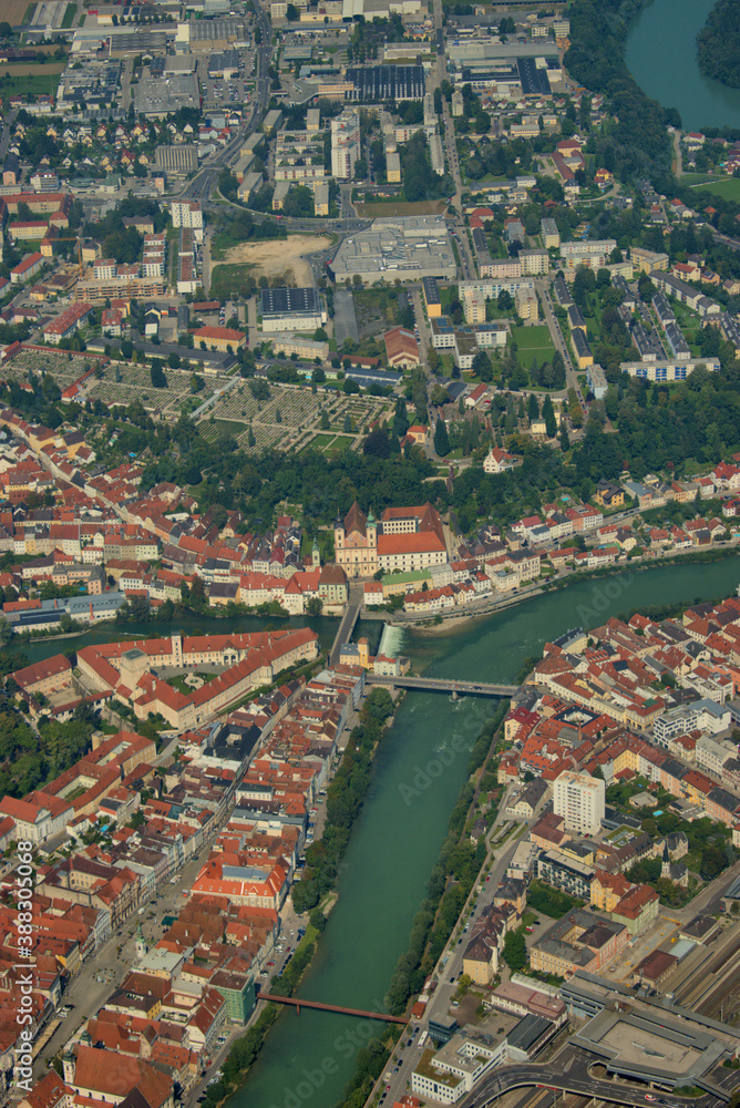 Obraz premium Steyr in Oesterreich von oben 12.9.2020