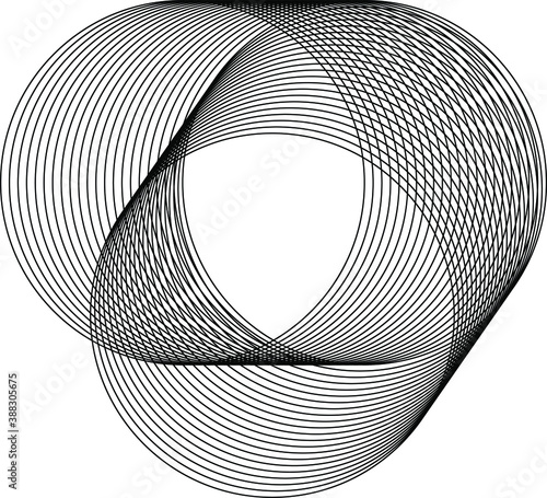 Geometric distortion abstract shapes. deformed sphere of wavy lines, flowing geometric shapes. Technology and science abstract illustration. isometry