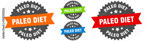 paleo diet sign. round ribbon label set. Seal