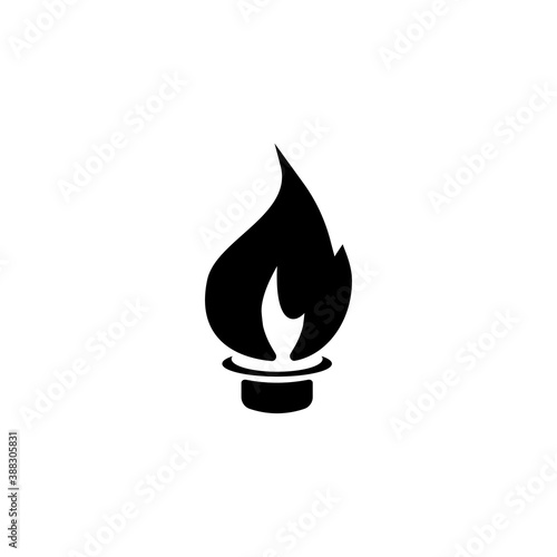 The icon of a gas burner. Gas flame from the stove black silhouette isolated on a white background. Icon for websites, web design, and mobile apps