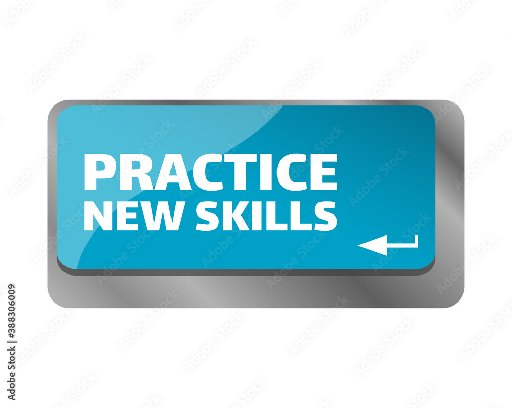 Practice new skills . Close up of keyboard, enter computer key. Practice new skills . Close up of keyboard, enter computer key.
