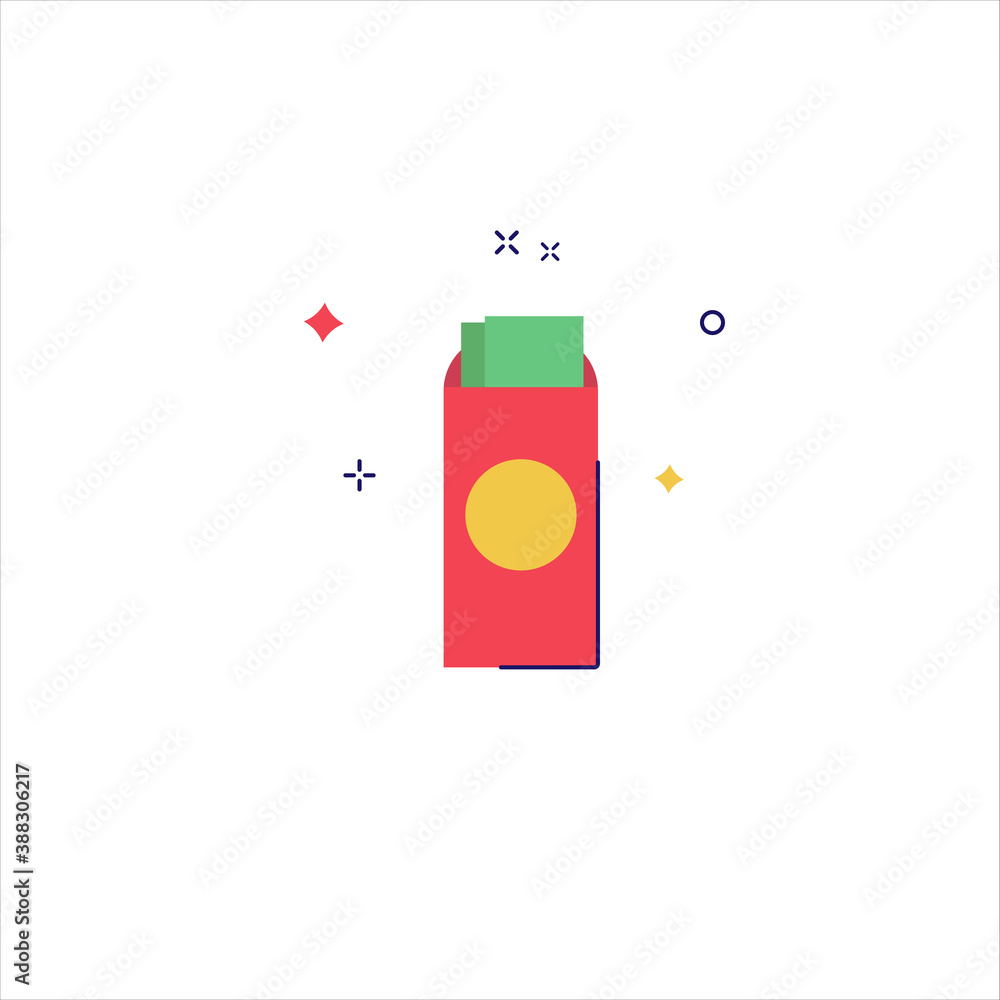 Red envelope with money icon. Traditional gift for Chinese New Year. Vector illustration in flat style isolated on a white background