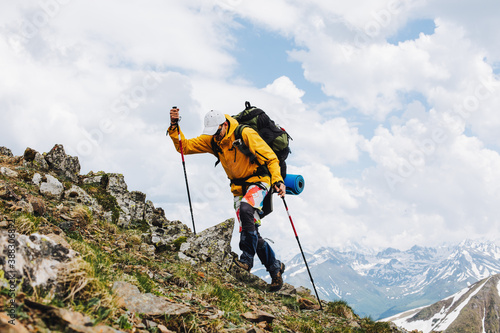 Male tourist with a large backpack