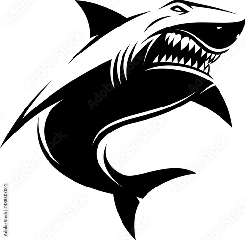 Vector illustration, great white ferocious shark