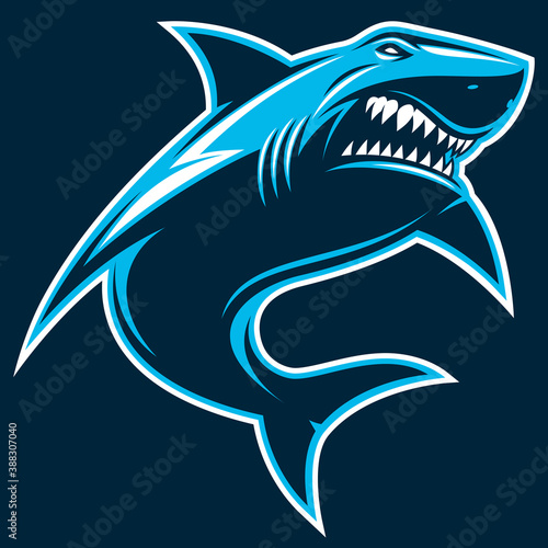 Vector illustration, great white ferocious shark