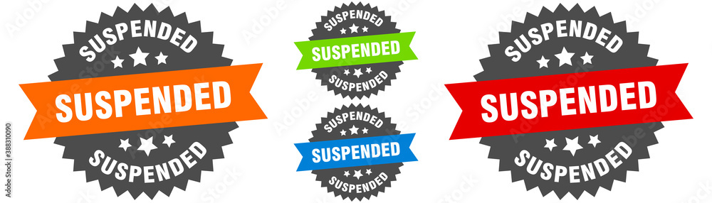 suspended sign. round ribbon label set. Seal