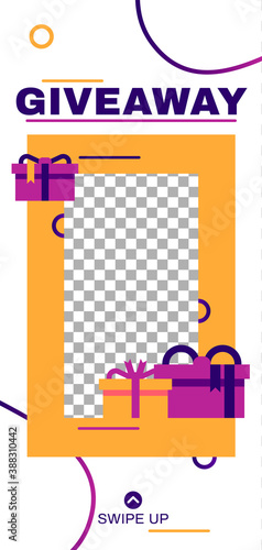 Giveaway story. Abstract minimal social media story template. Illustration give away abstract advertising for mobile application vector