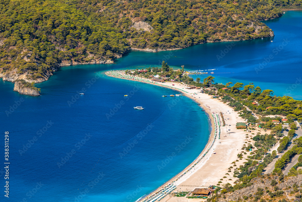 Panoramic view of Oludeniz beach and Blue lagoon, Fethiye, Turkey.