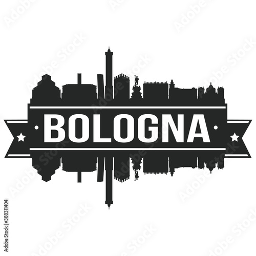 Bologna Italy,  Skyline Silhouette City Vector Design Art Stencil.