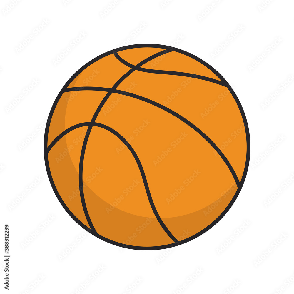 basketball ball isolated on white background. stock vector illustration in flat cartoon style.