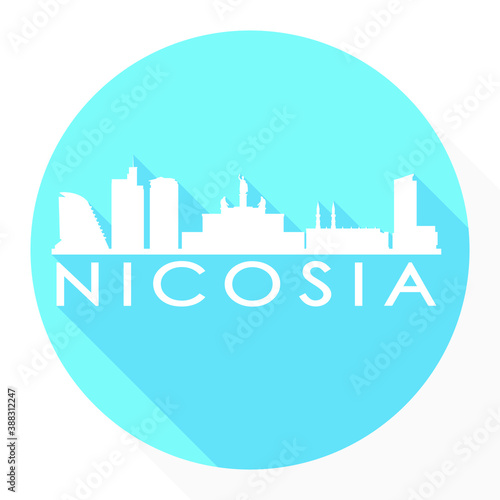 Nicosia  Cyprus Flat Icon. Skyline Silhouette Design. City Vector Art Famous Buildings.