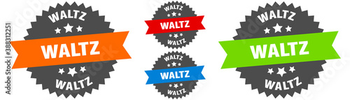 waltz sign. round ribbon label set. Seal