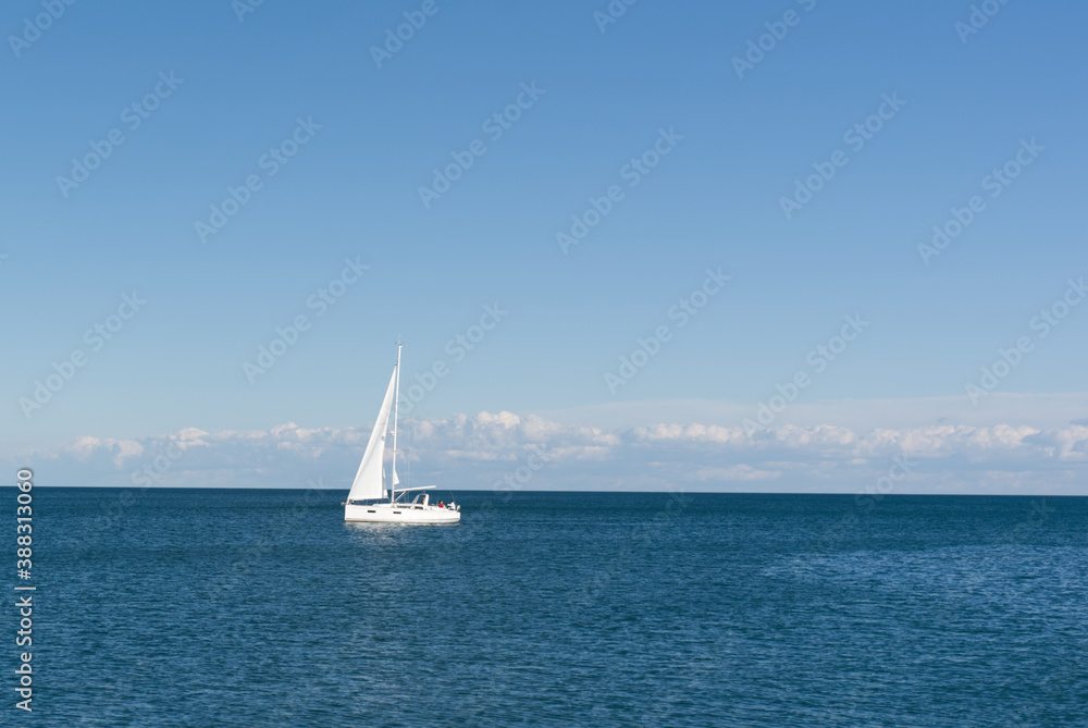 Boat on blue water