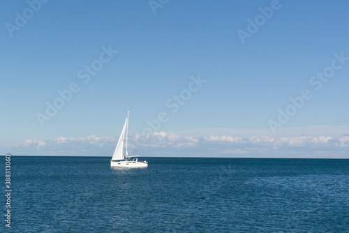 Boat on blue water