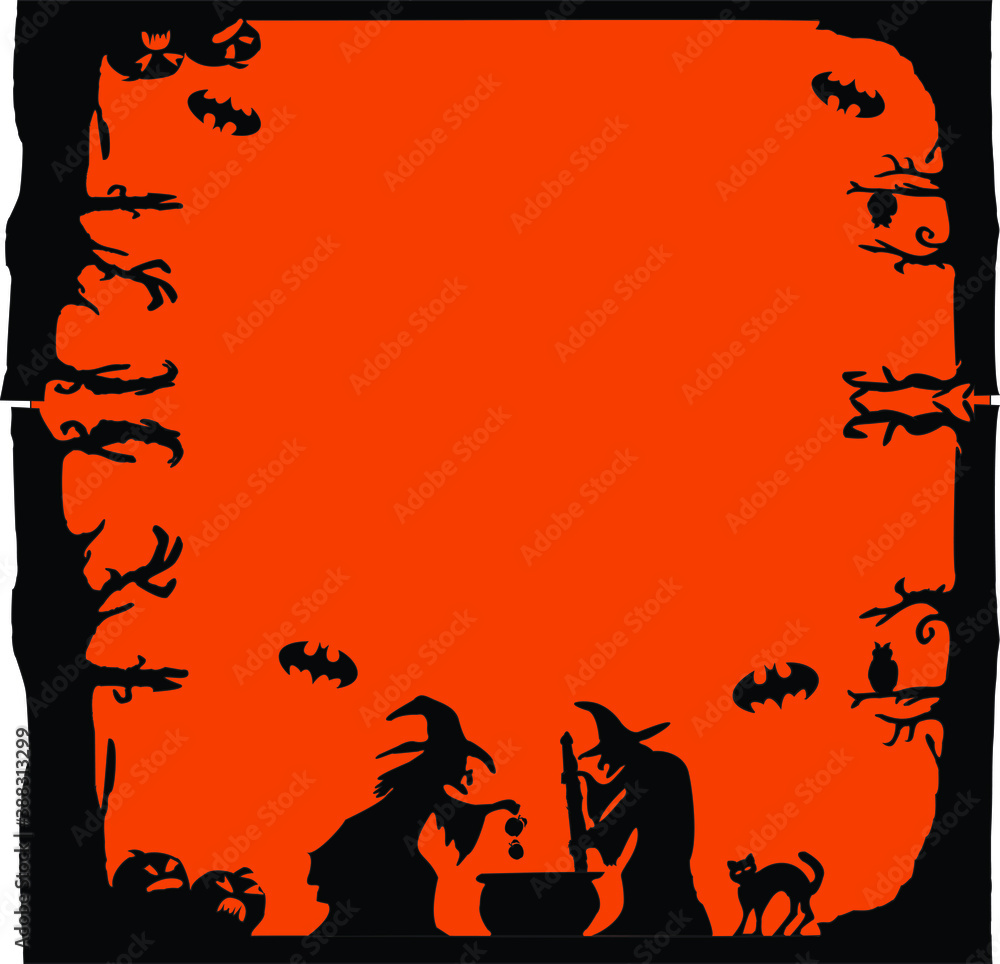 Halloween Background with scary Witch Vector