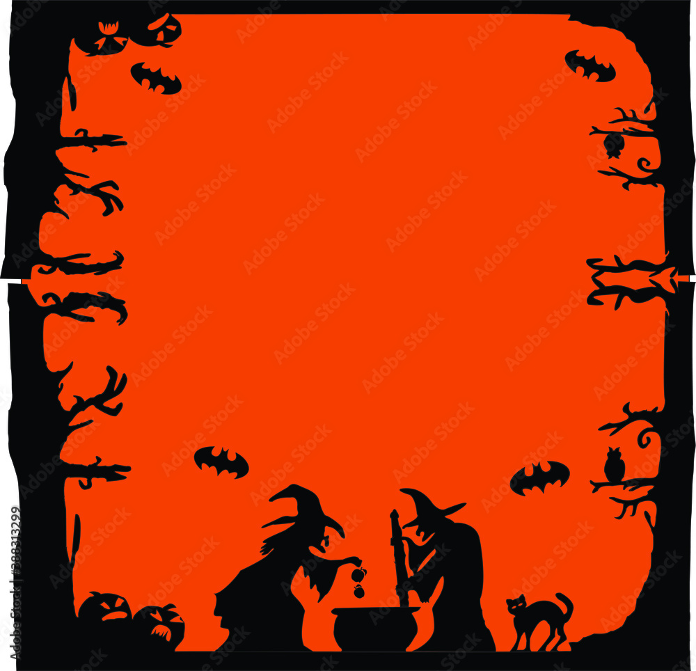 Halloween Background with scary Witch Vector Halloween Background with scary Witch Vector