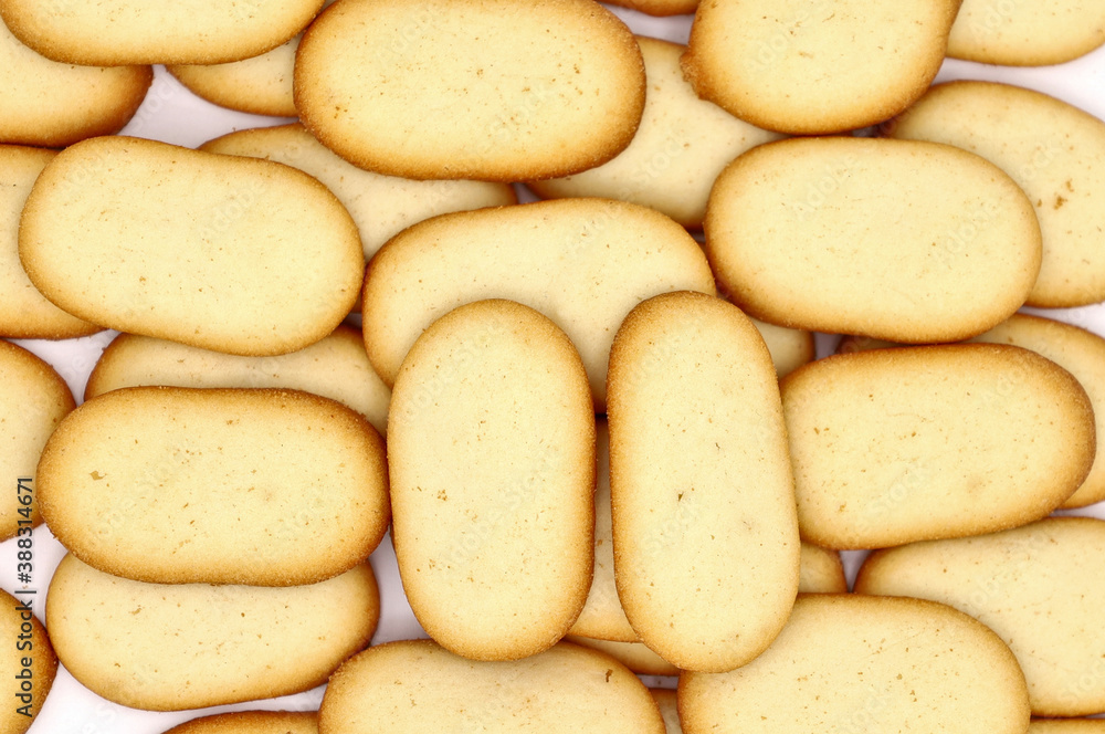 Lingue di Gatto, Italian version of Cat Tongue cookies spread all over the world. View from above Lingue di Gatto, Italian version of Cat Tongue cookies spread all over the world. View from above