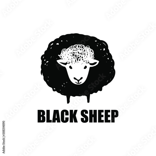 Black sheep with text, Design element for logo, poster, card, banner, emblem, t shirt. Vector illustration