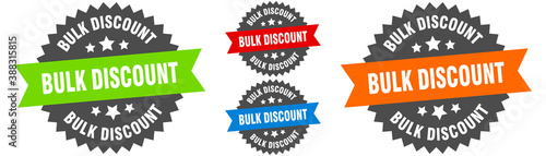 bulk discount sign. round ribbon label set. Seal