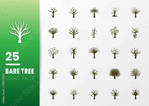 Naked or bare trees silhouettes. Hand drawn isolated. Vector Illustration 