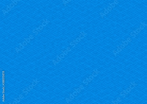 和紙テクスチャのブルーの菱青海波、和柄パターン背景素材