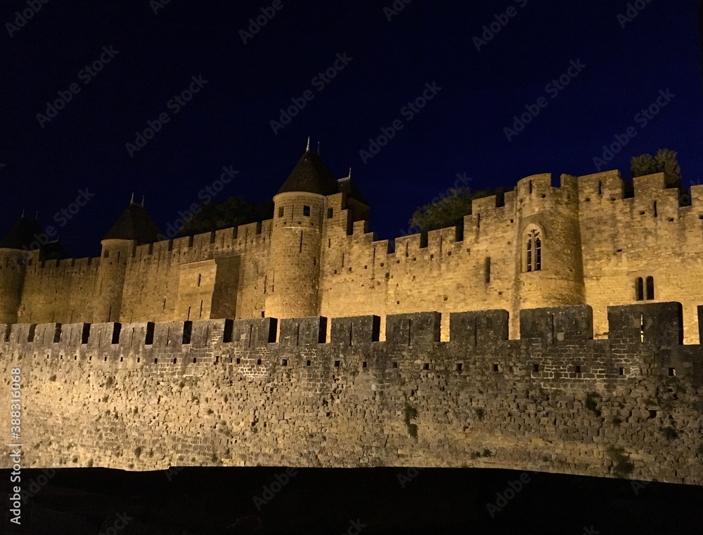 old castle in the night