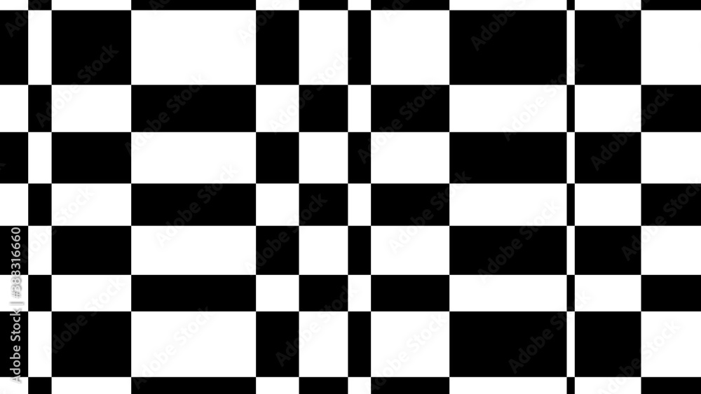 Fototapeta premium Geometric checkerboard-like grid background with black and white rectangles