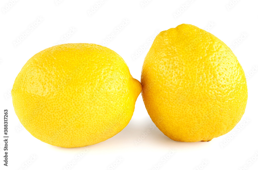 Two juicy lemons are isolated on a white background. Two juicy lemons are isolated on a white background.