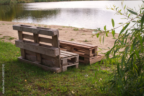 Outdoor furniture made from wood pallets