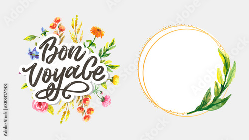 Bon Voyage Hand Lettering Vector Calligraphy Travel