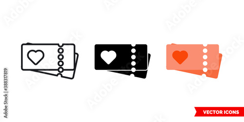 Honeymoon icon of 3 types color, black and white, outline. Isolated vector sign symbol.