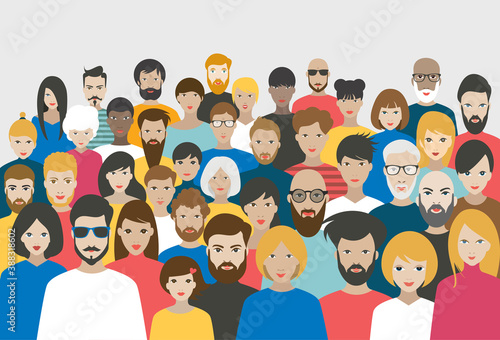 Crowd of people. A big group of different people. Vector.