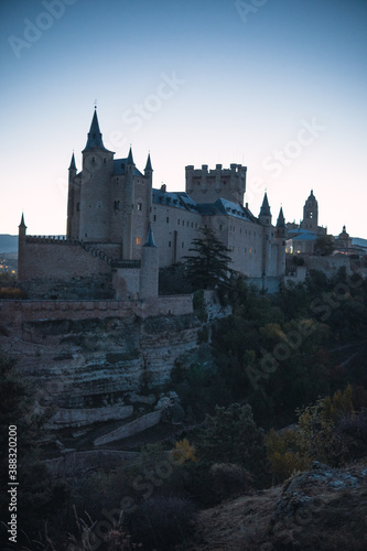 Segovia s alcazar castle in sunrise