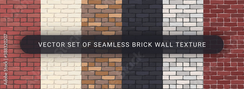 Set of Brick Wall Texture Background. Modern Realistic Different Color Brick Wall Textures. Seamless Pattern in Loft Style. Vector Illustration. EPS 10