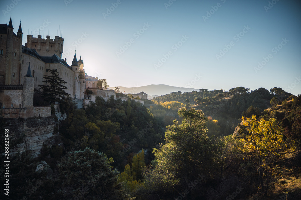 Segovia's alcazar castle in sunrise